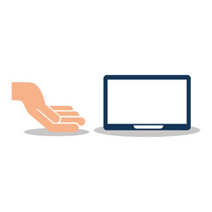 hand with tablet icon