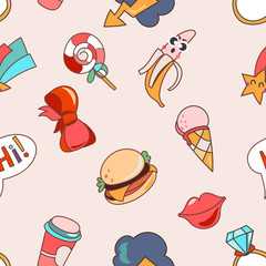 Seamless pattern cartoon patch badges