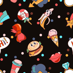 Seamless pattern cartoon patch badges