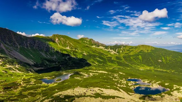 View from Karb to Kasprowy Wierch and Gasienicowa valley in summer, Tatra Mountains, Poland