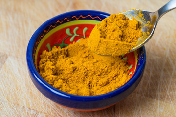 Raw organic turmeric in a bowl.