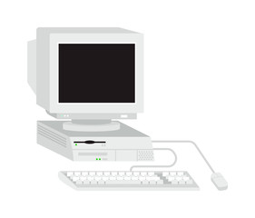 Fototapeta premium Desktop computer vector and desktop computer keyboard internet isolated display icon. Pc technology monitor screen desktop computer and communication modern desktop computer