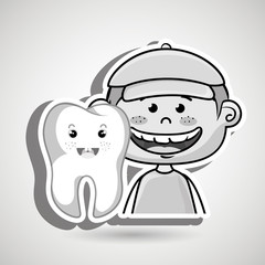 smiling cartoon child with a big tooth