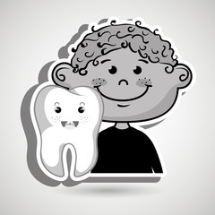 smiling child and tooth cartoon vector illustration