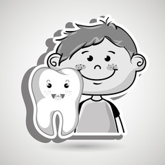smiling child and tooth cartoon vector illustration