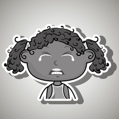 crying cartoon little afro girl on white background