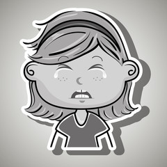 crying cartoon little girl on white background