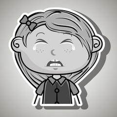 crying cartoon little girl on white background
