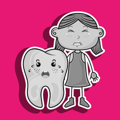 crying cartoon girl with colored clothes and crying cartoon toot