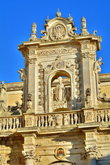 Fototapeta na wymiar The baroque cathedral city of Lecce in Italy at sunset