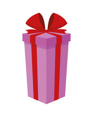 flat design gift box with bow icon vector illustration