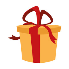 flat design gift box with bow icon vector illustration