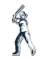 flat design baseball player icon vector illustration