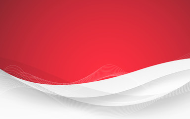 Abstract red background with wave. Vector illustration