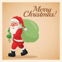 Merry Christmas concept represented by santa cartoon icon. Colorfull and vintage illustration inside frame.