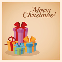 Merry Christmas concept represented by gifts icon. Colorfull and vintage illustration inside frame.