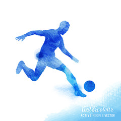 Professional Football player about to strike the ball - watercolour vector illustration. © James Thew