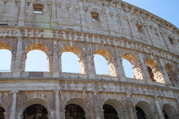 Obraz premium ROME, ITALY - APRIL 8, 2016: Ruins of Coliseum, panoramic view 