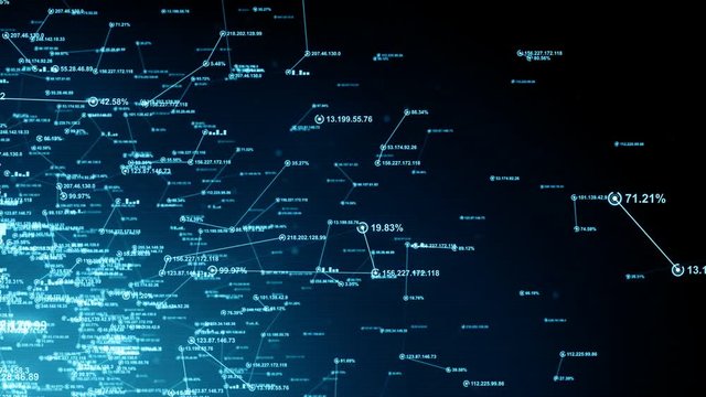 Computer network and data communication. An abstract background of internet connections. Blue version. Seamless loop. Available in multiple color options. 4K