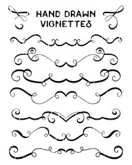 Set of hand drawn vignettes in grunge retro style