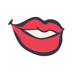 mouth lips smile happy cartoon icon. Isolated and flat illustration. Vector graphic