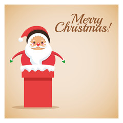 Merry Christmas concept represented by santa icon over pastel brown background. Colorfull and classic illustration inside frame.