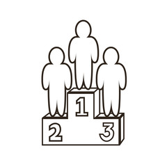 Business and winner concept represented by people and steps. Black and White colors. flat and isolated illustration. 