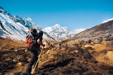 Crédence de cuisine en verre imprimé Annapurna Hiking in Asia