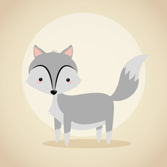 Woodland animal concept represented by cute wolf cartoon icon. Colorfull and flat illustration. 