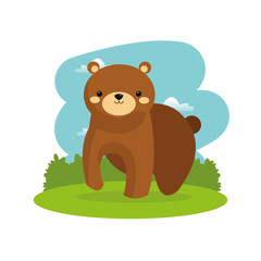 Obraz na płótnie Canvas Woodland animal concept represented by cute bear cartoon icon. Colorfull and flat illustration. 