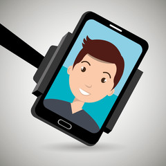 Man on the screeen of a smarthone. vector design