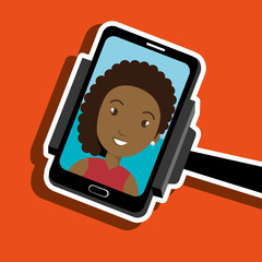 Woman on the screeen of a smarthone. vector design