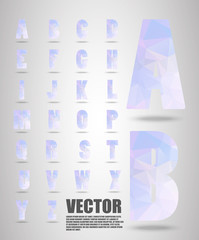 Polygon alphabet font style font with shadow, Low Poly Font