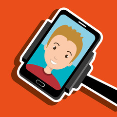 Man on the screeen of a smarthone. vector design