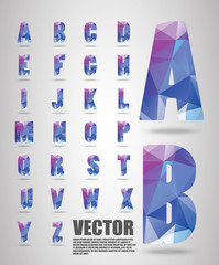 Polygon alphabet font style font with shadow, Low Poly Font