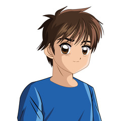 Boy anime male manga cartoon comic icon. Colorfull and isolated illustration. Vector graphic - obrazy, fototapety, plakaty