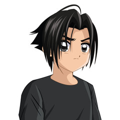 Boy anime male manga cartoon comic icon. Colorfull and isolated illustration. Vector graphic - obrazy, fototapety, plakaty