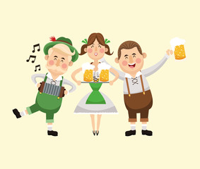 cartoon man woman girl beer festival oktoberfest germany icon. Colorfull illustration. Vector graphic