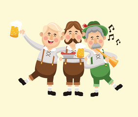 cartoon men male beer festival oktoberfest germany icon. Colorfull illustration Pastel background. Vector graphic