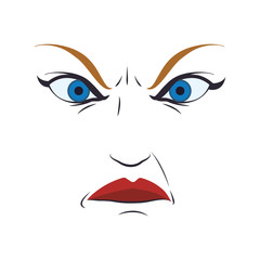 face angry woman female eyes expression cartoon icon. Isolated and flat illustration. Vector graphic