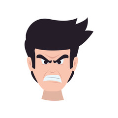 face man angry eyes expression cartoon icon. Isolated and flat illustration. Vector graphic