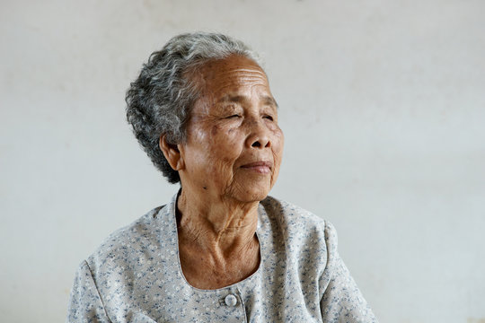 Smilling of happy Asian elderly senior on white background