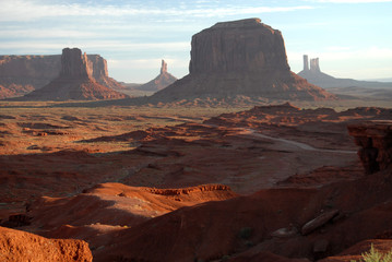 early morning shadows in Monument Valley
