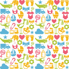 baby set icons pattern isolated