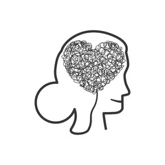 woman head heart love romantic icon. Isolated and flat illustration. Vector graphic