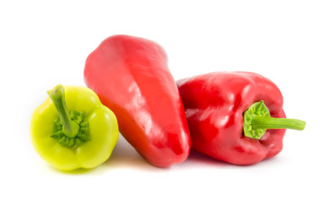fresh pepper vegetables isolated on white background