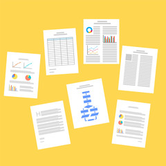 Business documents. Paperwork. Business reports.