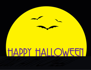 Halloween Moon and Bats