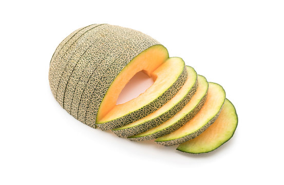 cantaloupe melon on white