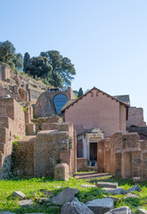 ROME, ITALY - APRIL 8, 2016: Roman's forum with ruins of important ancient government buildings...